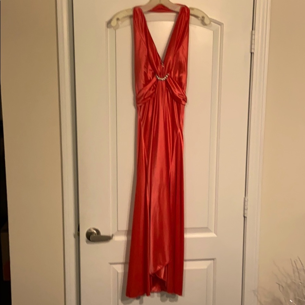 Coral High-Low Dress